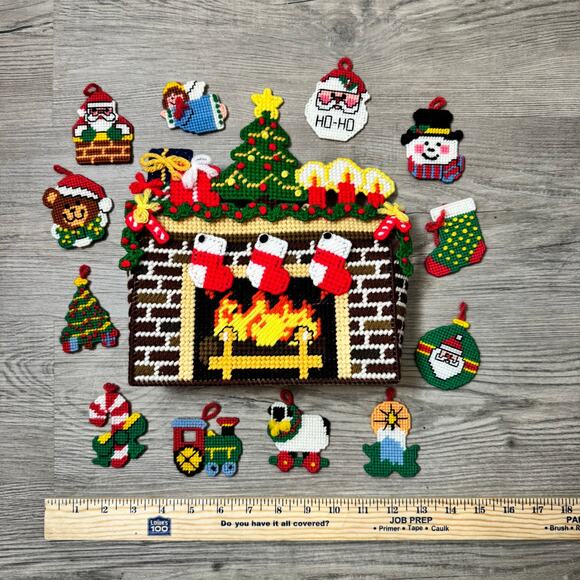 Christmas Fireplace Handmade Decoration Ornaments Angel Santa Snowman Tree Train - Picture 4 of 8